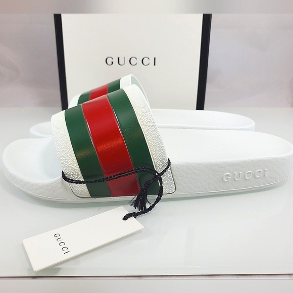 NWT$400 GUCCI Signature Pursuit 72 Stripe Slip-on Slide Sandals 6G (US 6.5-7) - Picture 13 of 16